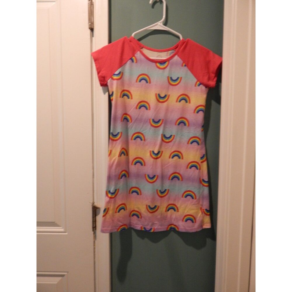 Wonder Nation Girls Large 10/12 Rainbow Ombre Short Sleeve nightgown